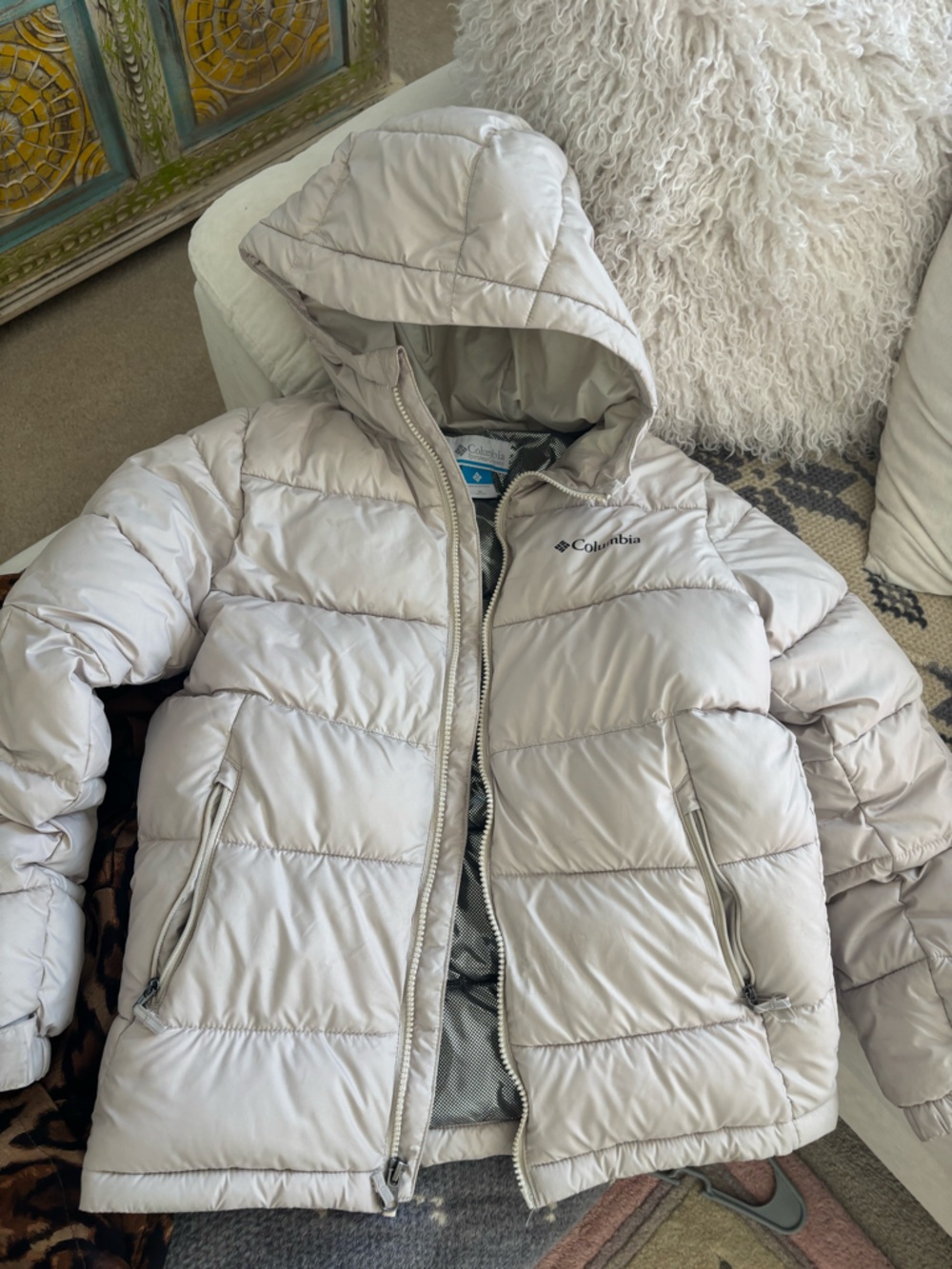 Columbia Kids Cream Puffer Jacket with Hood